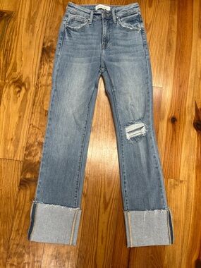 Risen Size 24 Light Wash Women’s Straight Crop Jeans